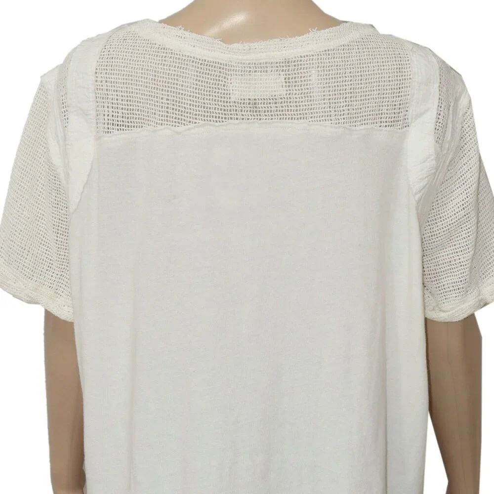 Free People We The Free Rising Sun Tee Top Mesh Printed Embroidered S